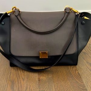 Celine Black and Gray Leather Bag